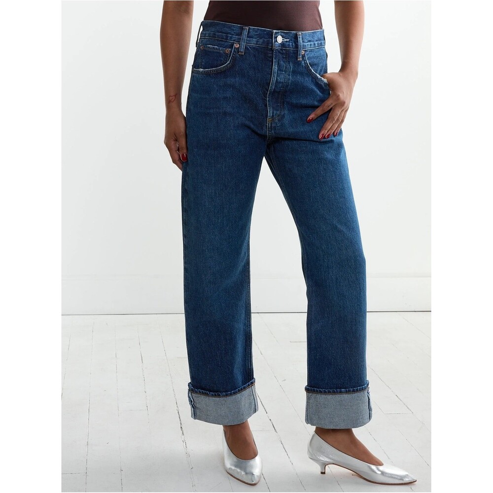 Agolde Fran Jeans Size 28 High Rise Straight Leg Dark Wash Denim